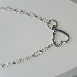 ✨2/$10✨ Heart Paper Clip Link Necklace Silver Tone